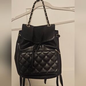 Elegant Black Quilted Backpack